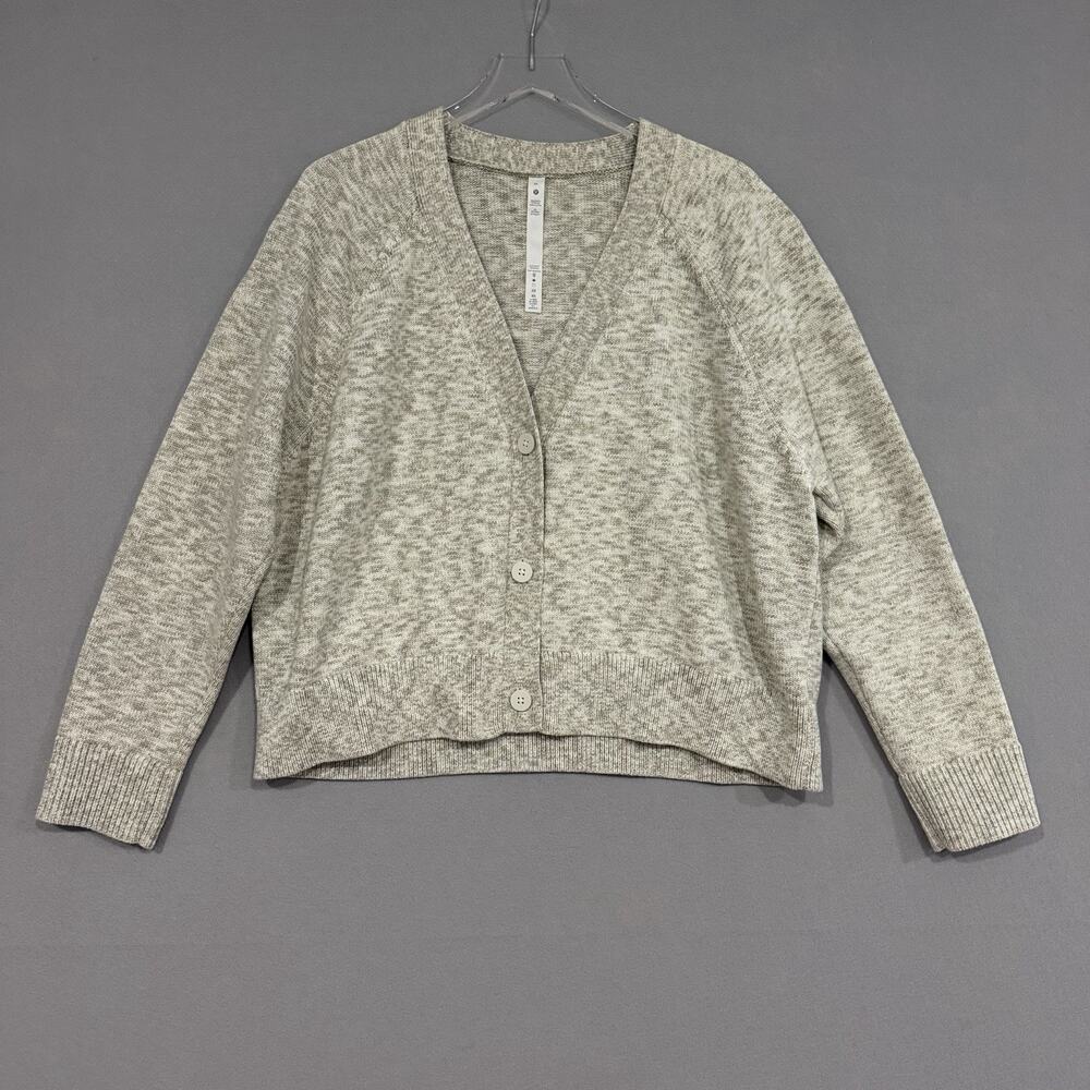 Lululemon Cardigan Sweater XL Bone White Dye Yarn Preppy Academia Boxy
